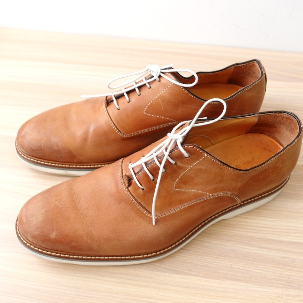 Saks Fifth Avenue Oxford Shoes Men 10.5 M Brown Tan Leather Dress Italian Luxury